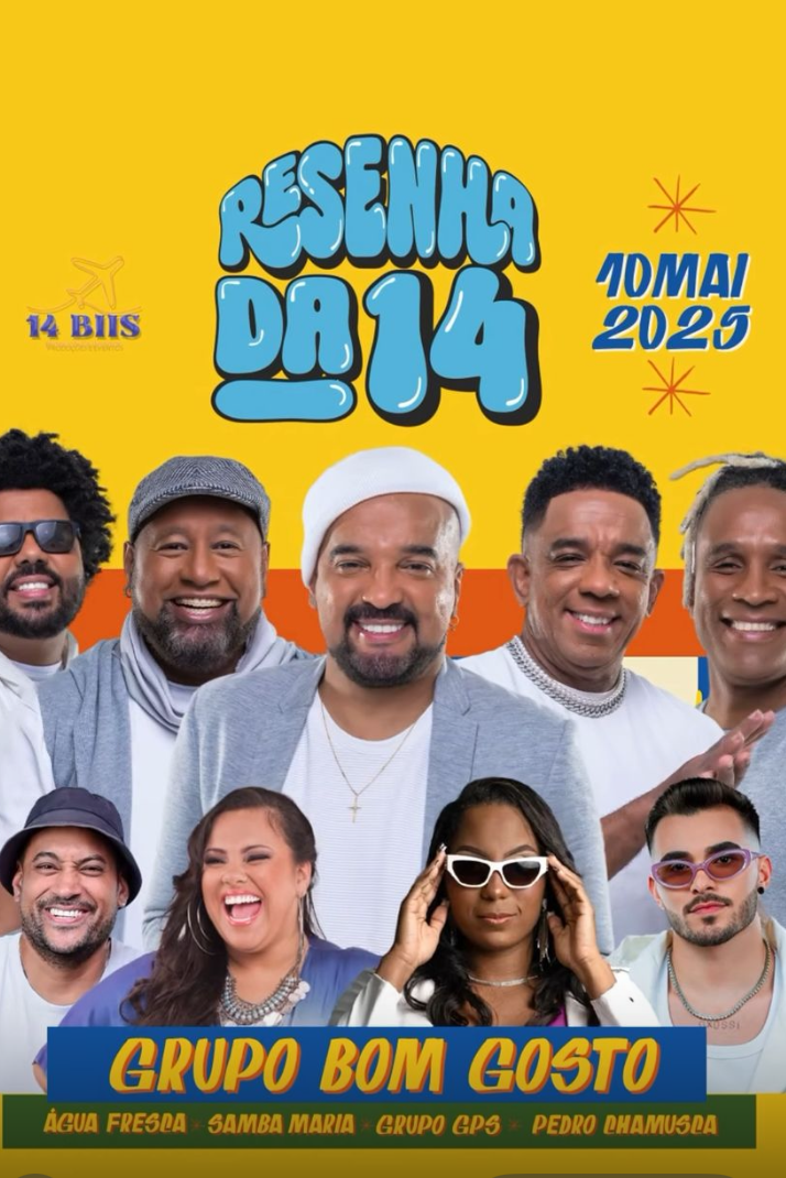Bom Gosto, Água Fresca, Samba Maria, Grupo GPS e Pedro Chamusca se apresentam na Resenha da 14 neste sábado (10 de maio) em São Sebastião do Passé