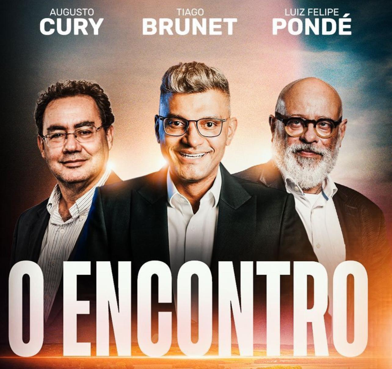 Tiago Brunet realiza “O Encontro” nesta sexta (4) em Alphaville ao lado de Augusto Cury e Luiz Felipe Pondé