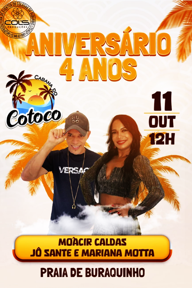 Moacy Caldas, Jô Sante e Marina Motta comandam o fim de semana de festa na Cabana do Cotoco! 