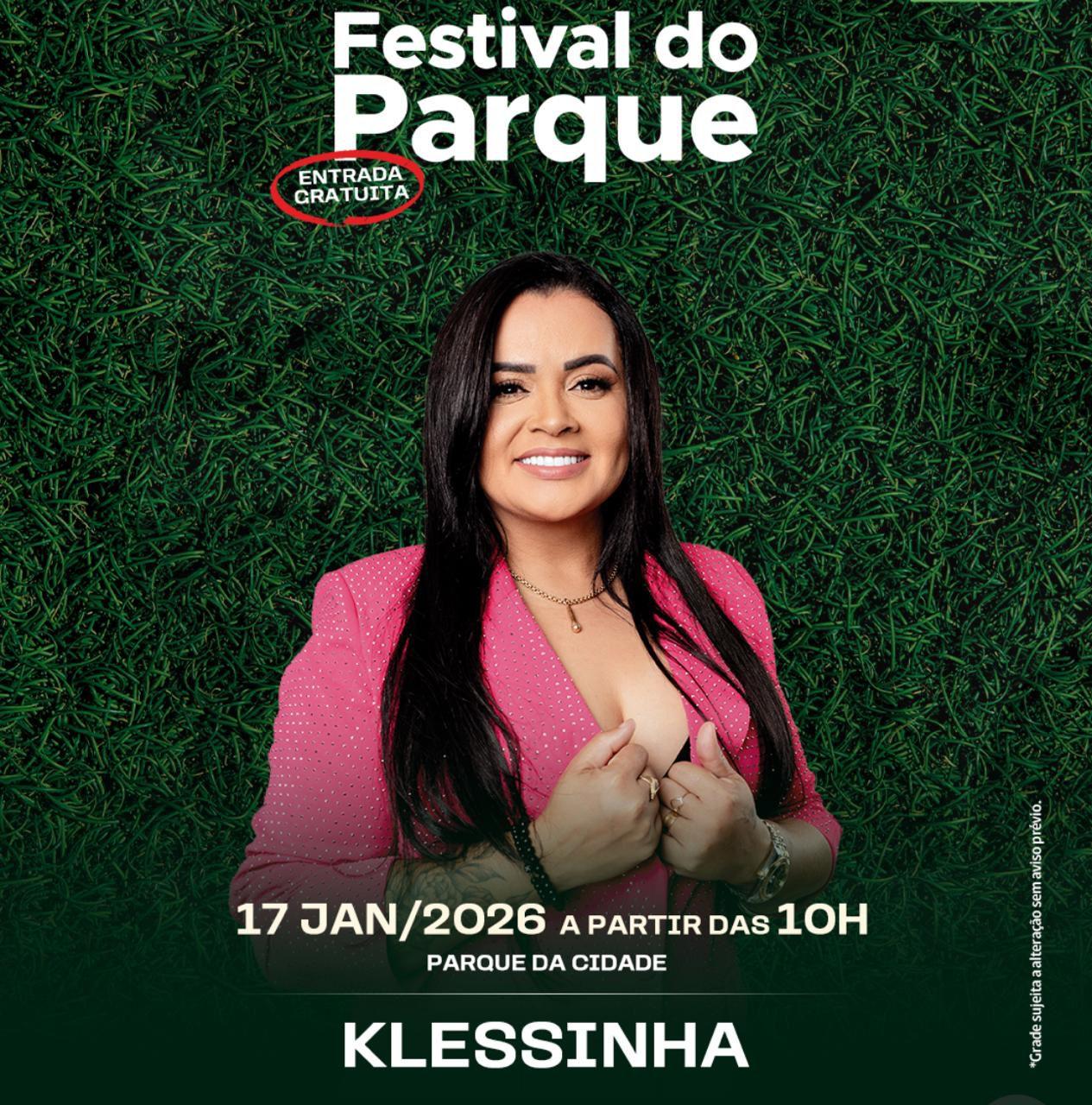 Klessinha faz show gratuito no Parque da Cidade, em Salvador, neste sábado