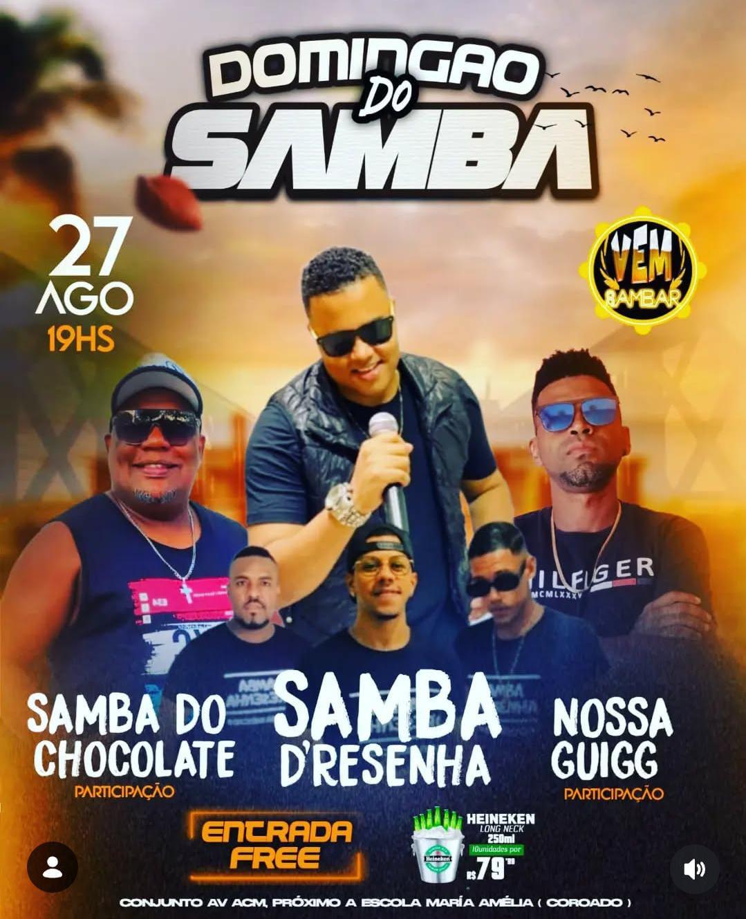 Domingo do Samba promete agitar com a Banda Nossa Guigg 27 de agosto de 2025