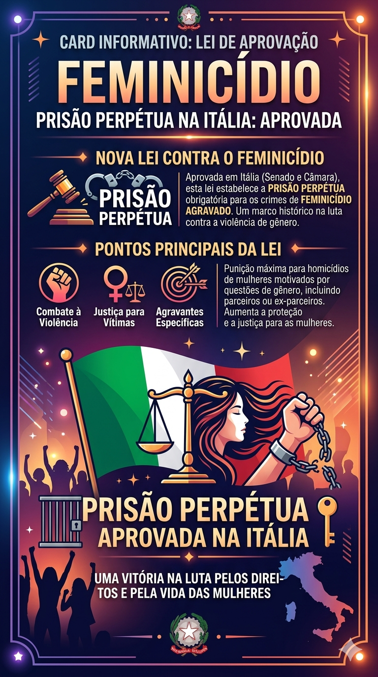 Itália tipifica feminicídio e inspira debate na Bahia sobre a Lei Maria da Penha