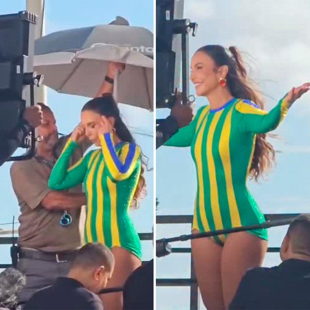 Ivete Sangalo faz aparição em cima de um trio elétrico no Farol da Barra