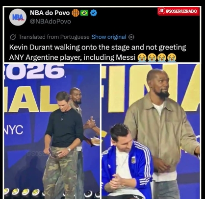 Kevin Durant passa por Messi sem cumprimentá-lo em evento da Fifa, vídeo viraliza e gera debate nas redes
