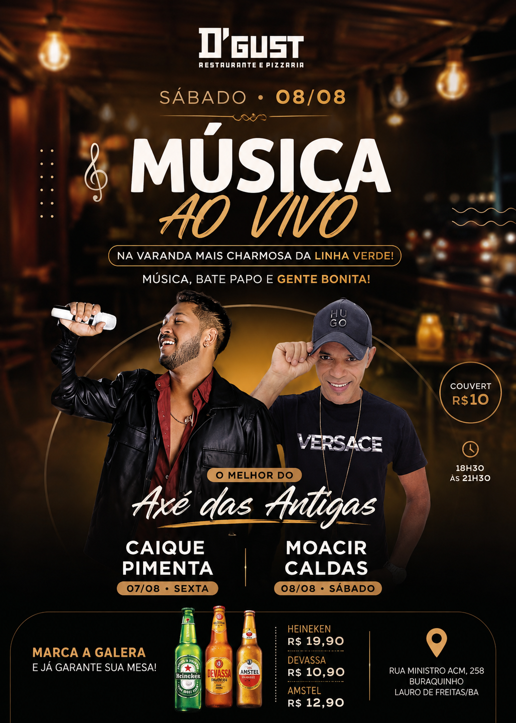 D' Gust recebe Moacir Caldas e Caique Pimenta com o melhor do Axé das Antigas neste sábado