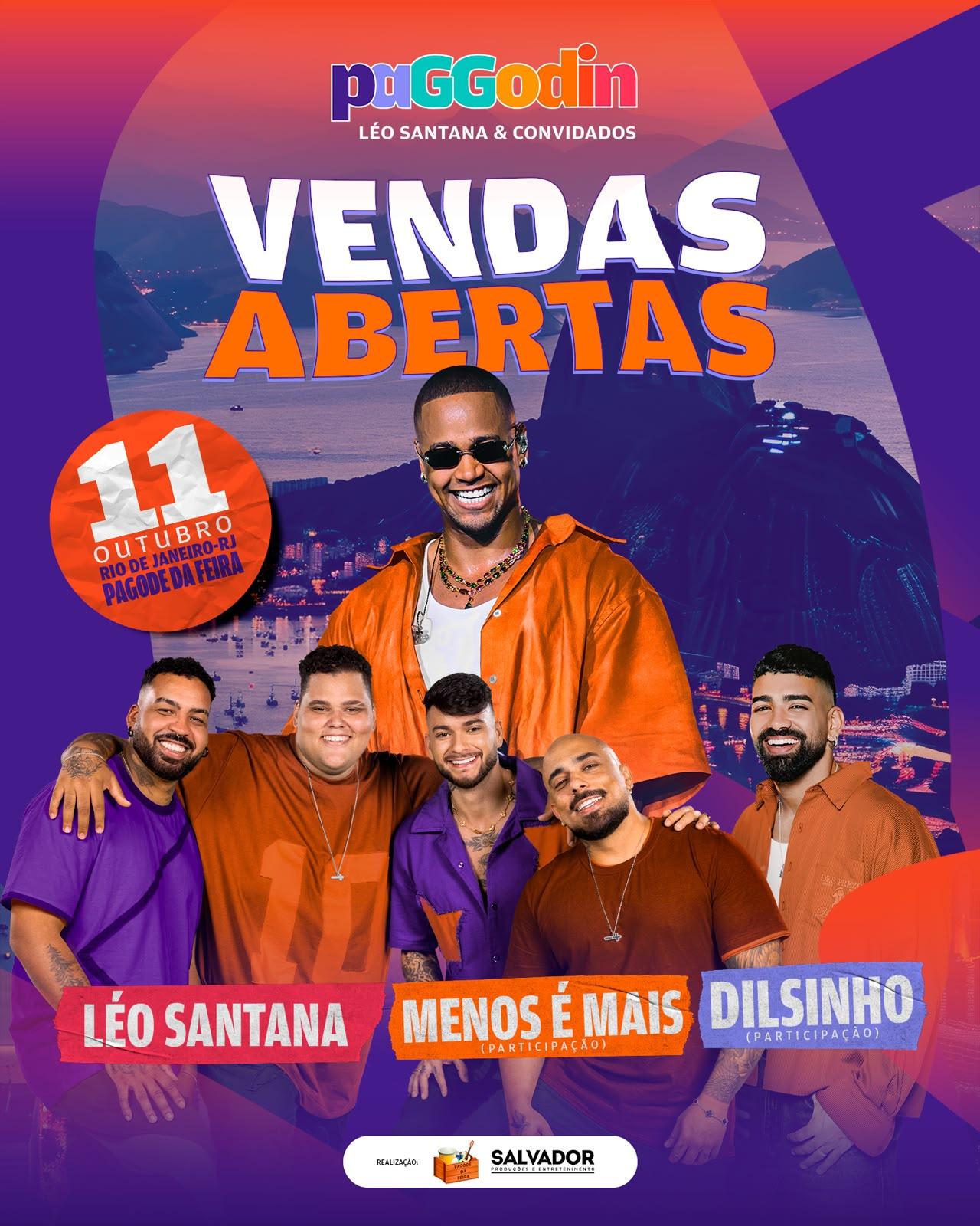 Léo Santana anuncia Dilsinho e Menos é Mais como participações especiais do paGGodin Rio de Janeiro