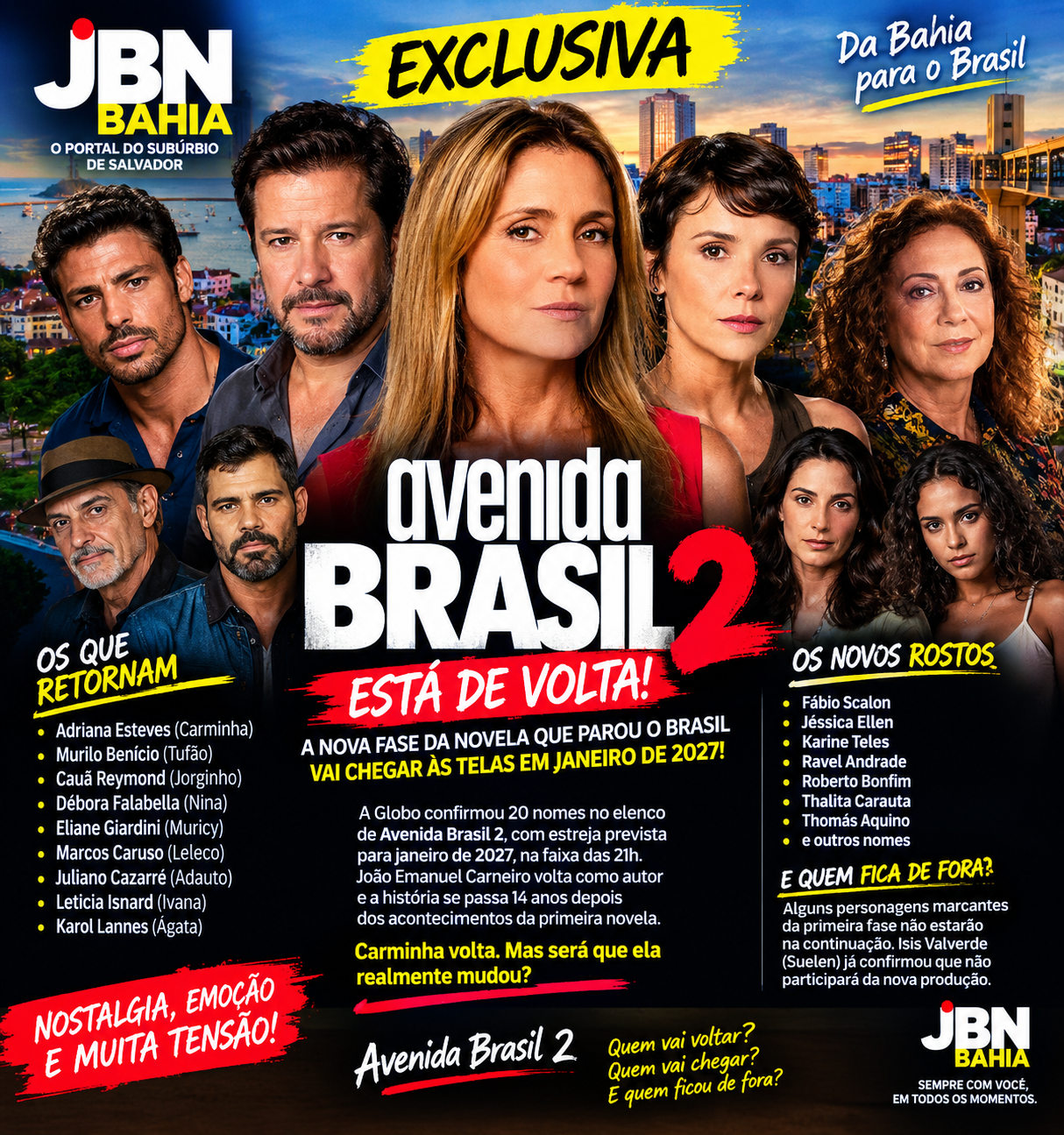 Avenida Brasil está de volta! Quem retorna e quem chega para a nova fase da novela