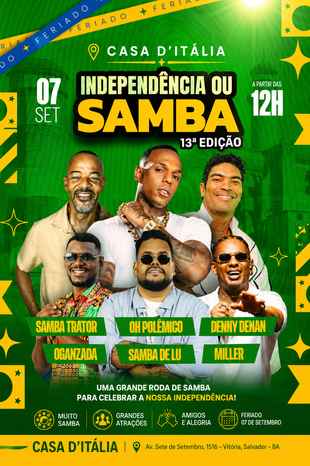 Independência ou Samba reúne grandes atrações em roda de samba na Casa D’Itália