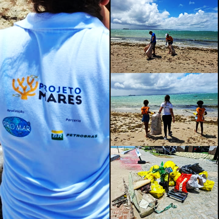 Projeto Mares recolhe 165 quilos de resíduos em ação de limpeza de praia em Mar Grande