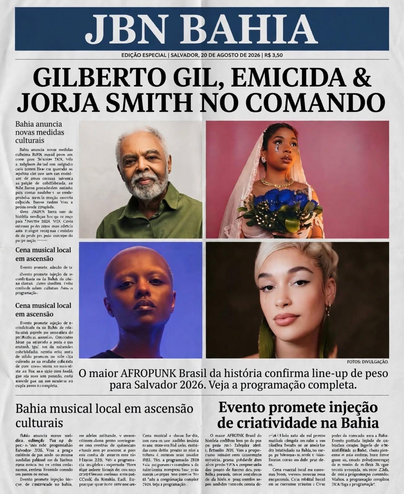 Afropunk Brasil 2026 confirma edição principal em Salvador com Kehlani, Gilberto Gil, Emicida e Jorja Smith