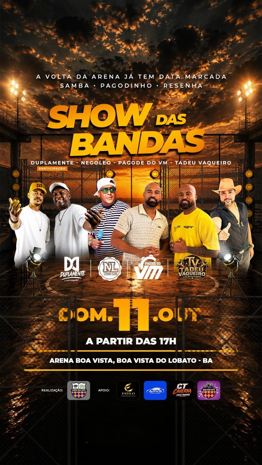 Arena Boa Vista retorna com Show das Bandas no dia 11