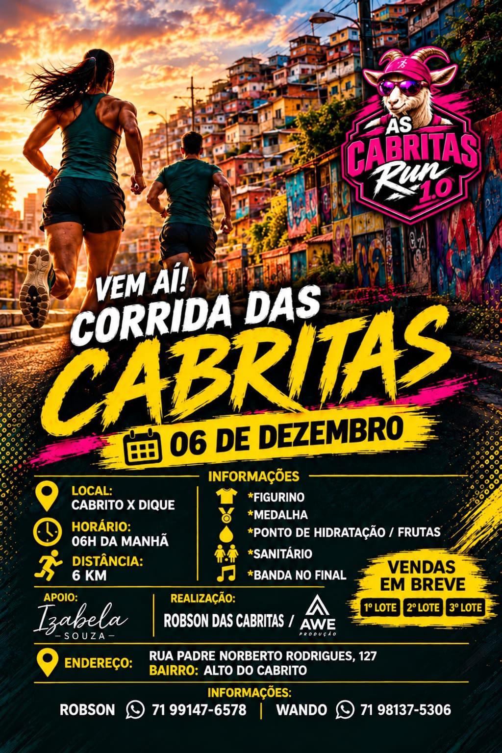 Corrida das Cabritas Run 1.0 promete movimentar o Alto do Cabrito com esporte, saúde e integração comunitária