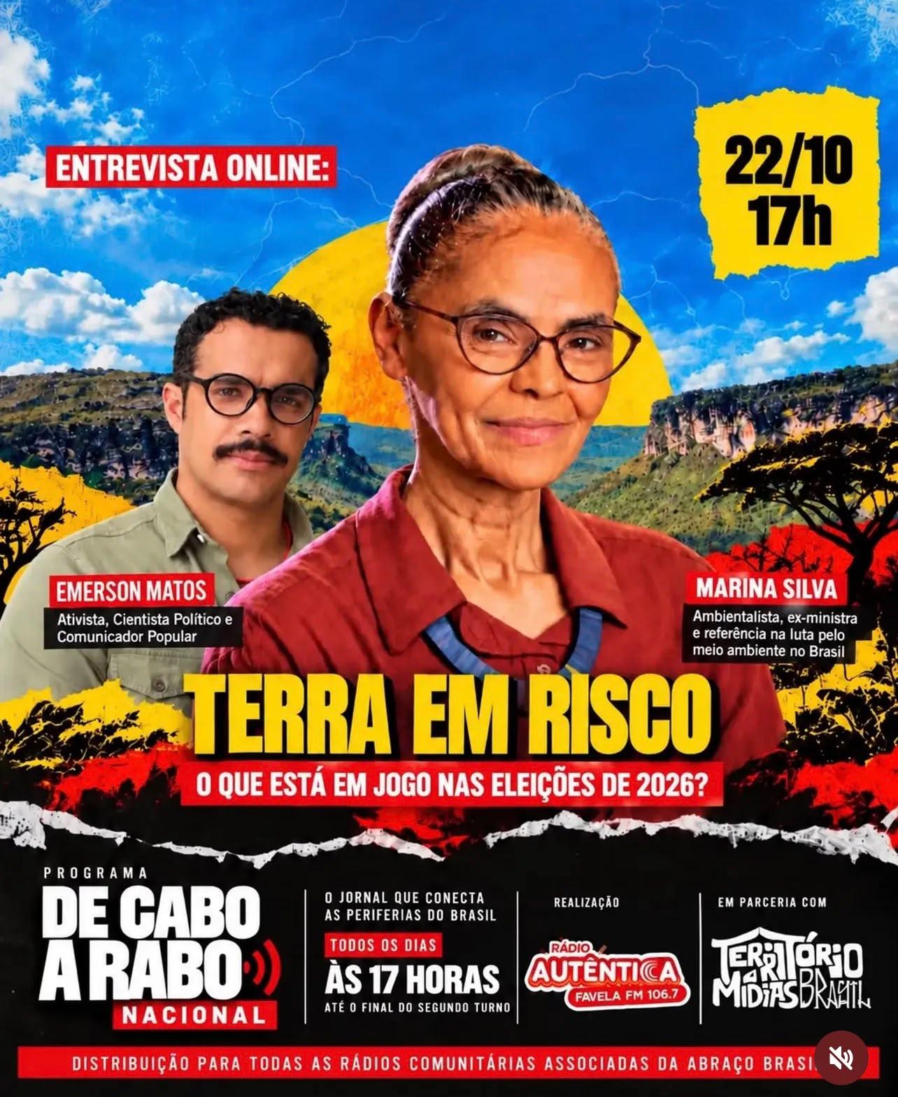 De Cabo a Rabo Nacional recebe Marina Silva nesta quinta-feira (22)