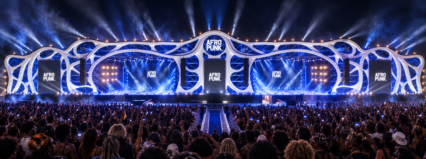 Palco do AFROPUNK Brasil 2026 terá 98 metros de largura e cenografia inspirada no mar