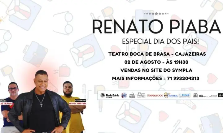  Humor em dose dupla: Renato Piaba apresenta espetáculo 