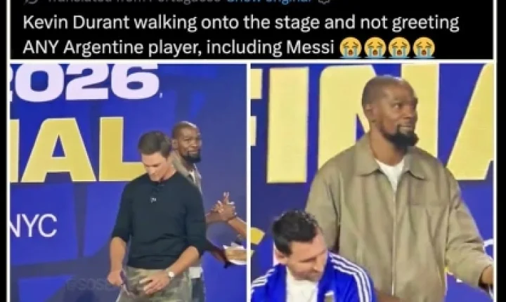 Kevin Durant passa por Messi sem cumprimentá-lo em evento da Fifa, vídeo viraliza e gera debate nas redes